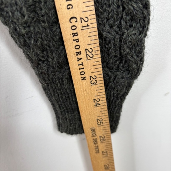 Aran Crafts Wool Fisherman Sweater M Green Ireland Made Cable Knit Crewneck Hike - Picture 9 of 10